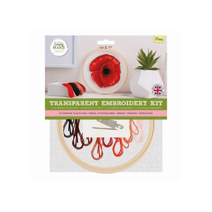 Simply Make Large Transparent Embroidery Kit - Poppy