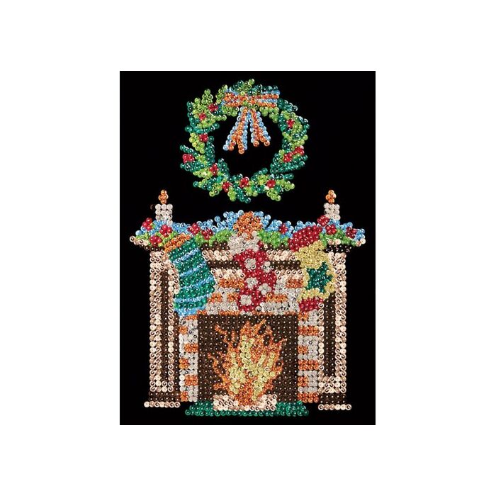  Simply Make Sequin Craft Kit - Christmas Fireplace