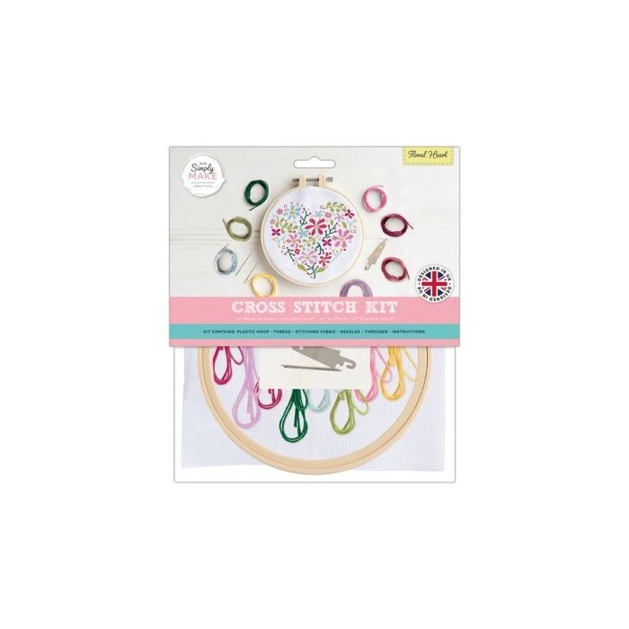 Simply Make Large Cross Stitch Kit - Floral Heart