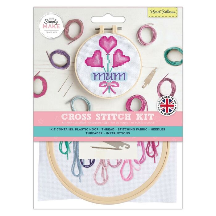 Simply Make Cross Stitch Kit - Heart Balloons