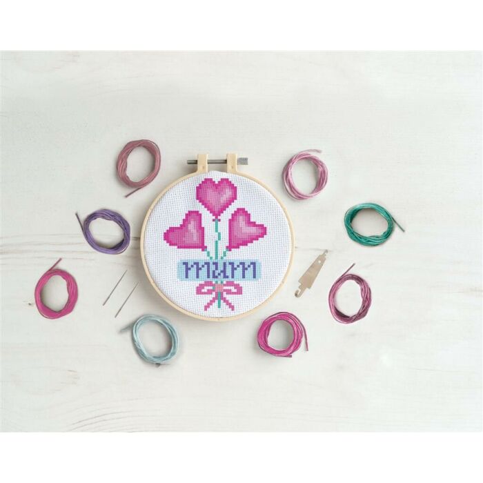 Simply Make Cross Stitch Kit - Heart Balloons