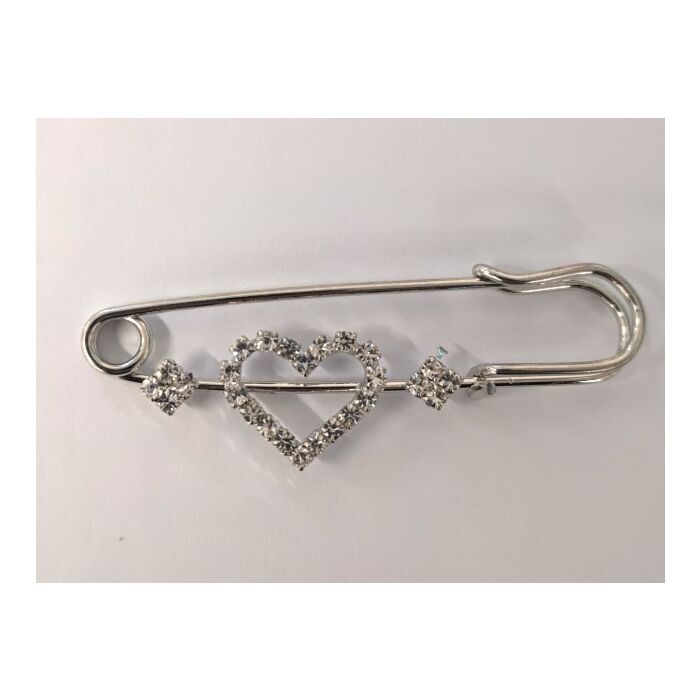 Diamante Heart Brooch Pin