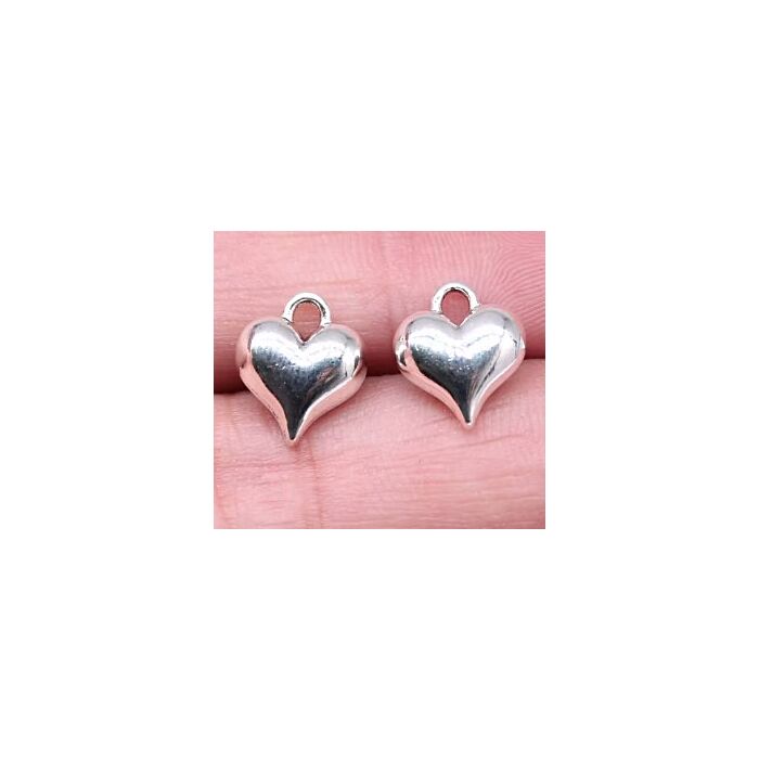 Heart Silver Tone Charms - 3 Pack