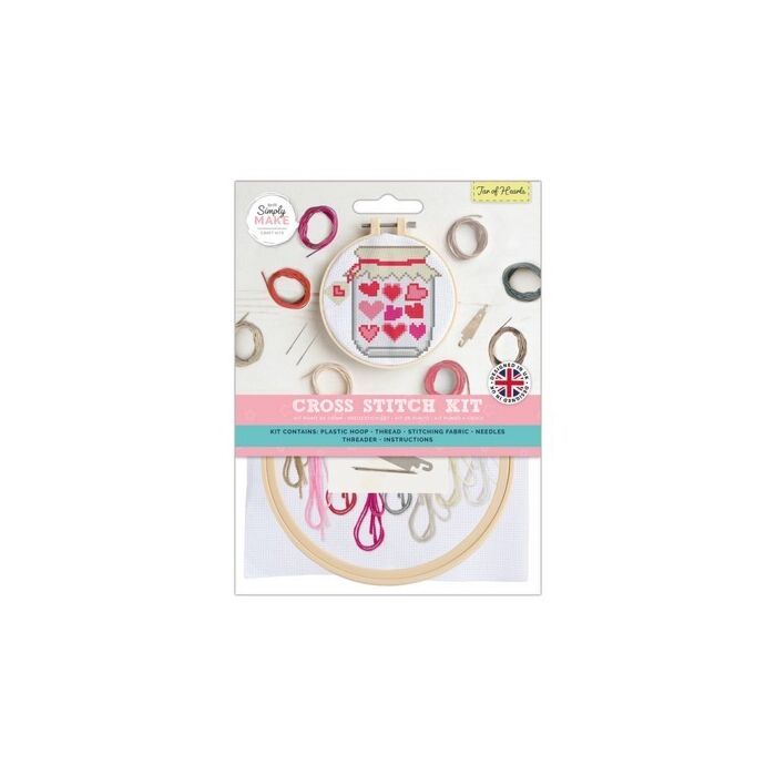 Simply Make Cross Stitch Kit - Jar of Hearts