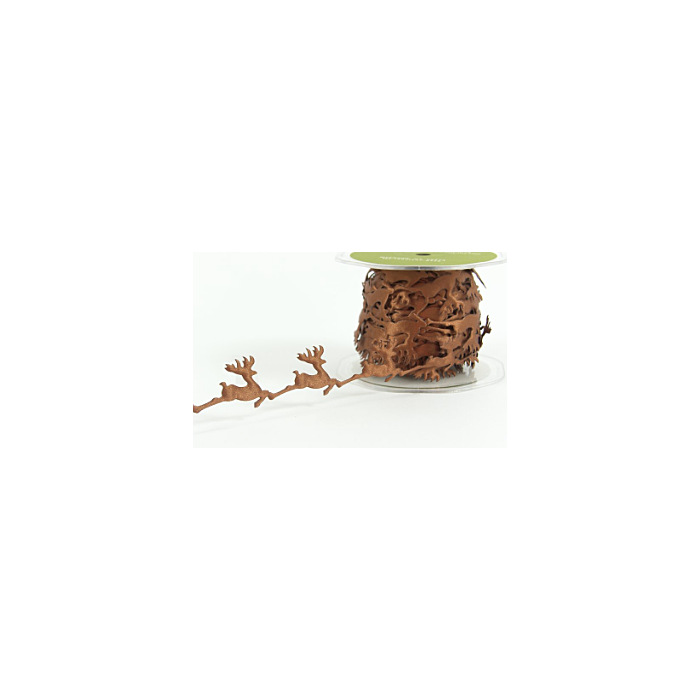 EX32 - Brown Cut-Out Reindeer Shapes Ribbon