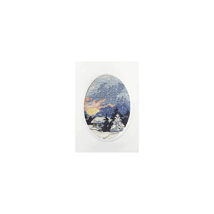Orchidea Counted Cross Stitch Greetings Card Moonlit Cottage