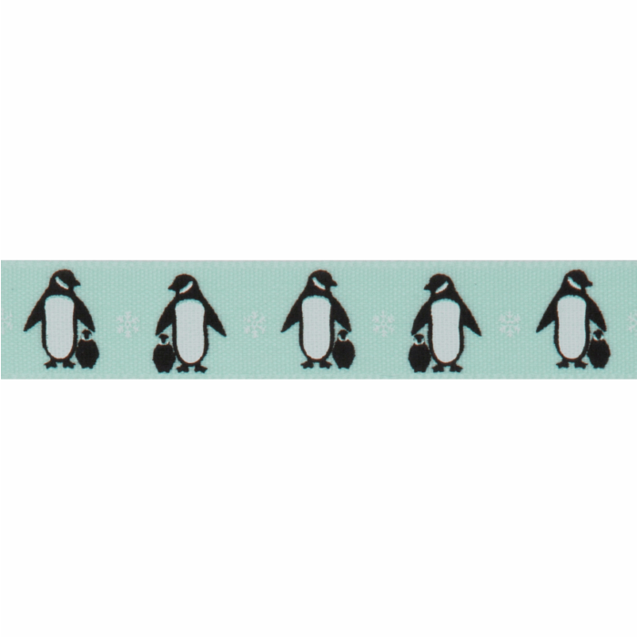 Bertie's Bows 15mm Ribbon Penguins Beach Blue