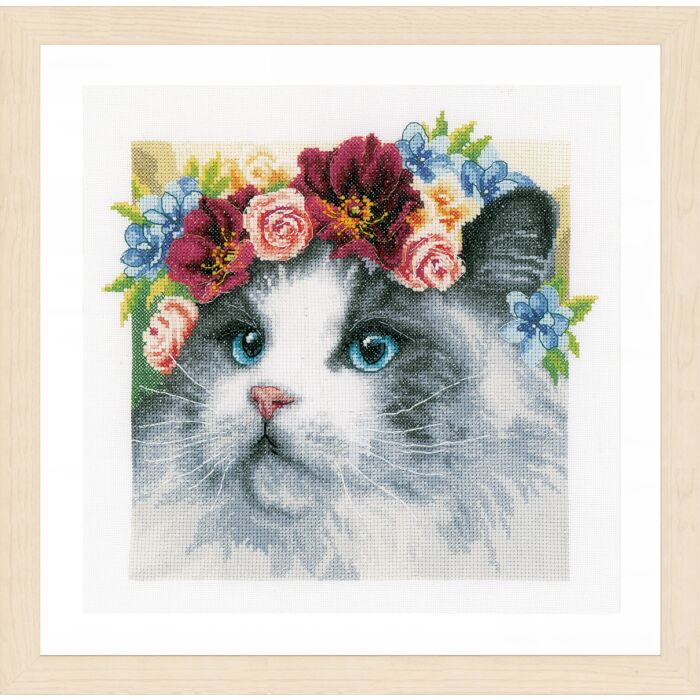 Lanarte Counted Cross Stitch Kit - Flower Crown: Ragdoll