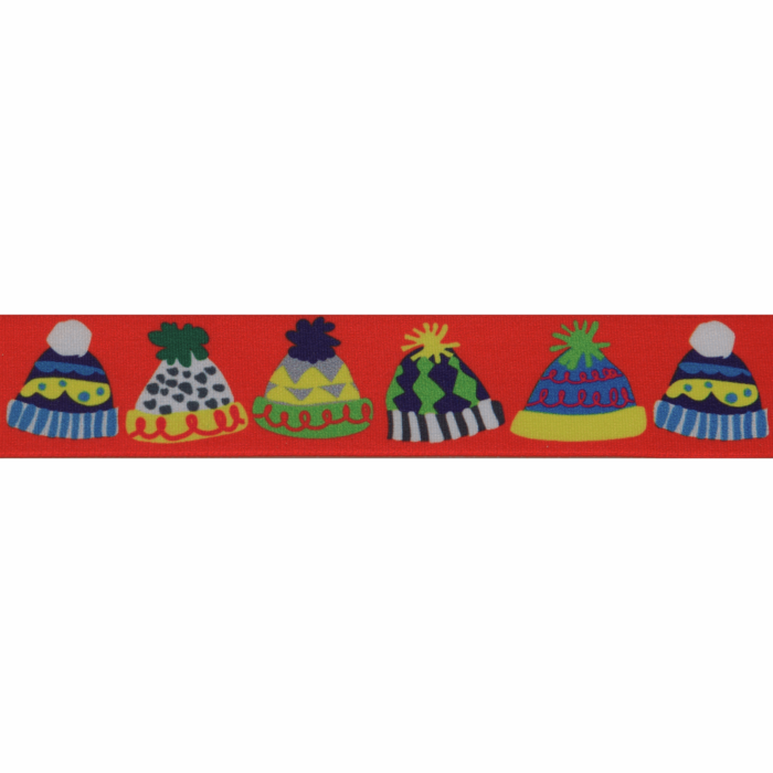 Bobble Hat Ribbon Red 25mm