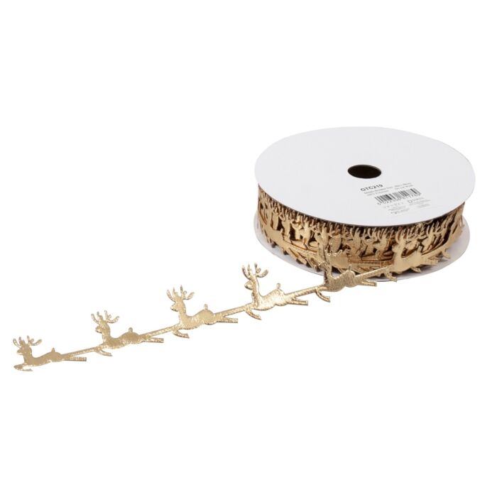 Gold Cut-Out Reindeer Shapes Ribbon