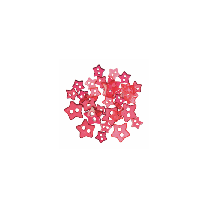 Craft Buttons - Red transparent Stars (2.5g Pack)