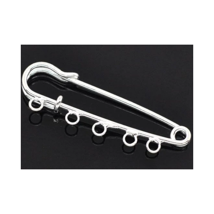 Silver Tone 5 Hole Brooch Pin