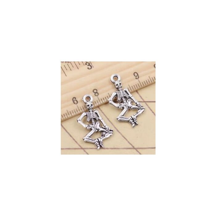 Silver Toned Skeleton Charm x 3