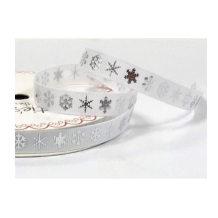 9mm Snowflake Silver Ribbon