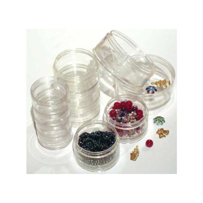 SB40 - Pack of 6x 40mm Clear Plastic Stacker Jars