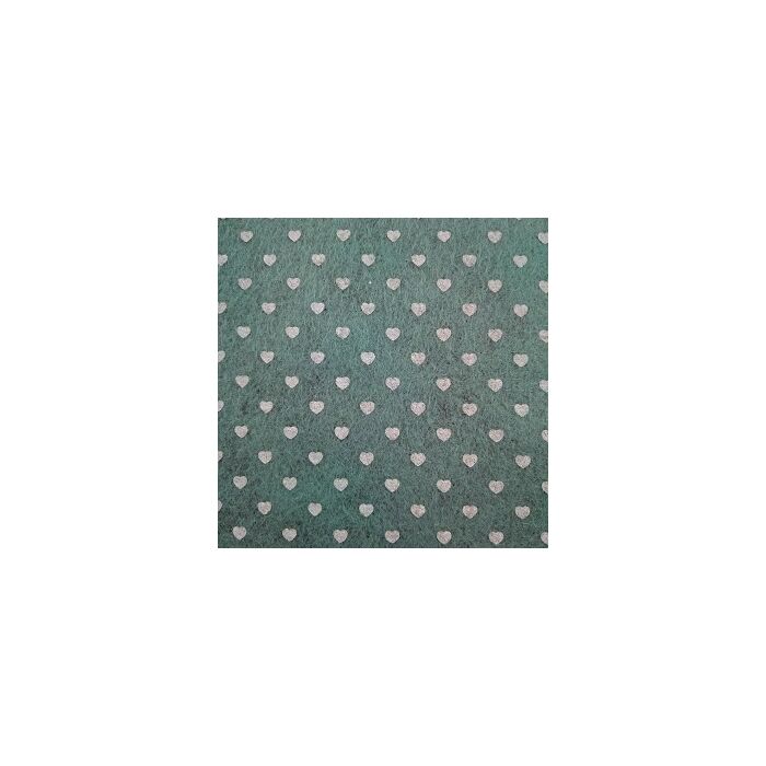 Teal With White Hearts Felt Square