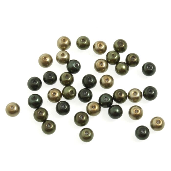 20cm x 6mm Glass Pearls: Green Mix