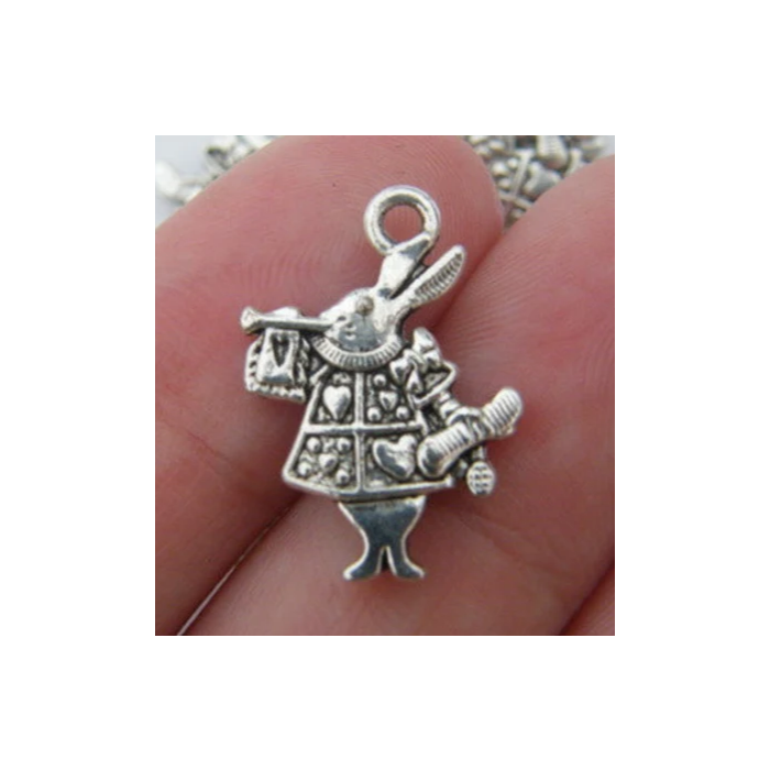 White Rabbit silver tone Charms - 3 Pack
