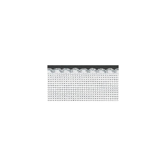 3in / 8cm White / Silver Edged Aida Band - 1m