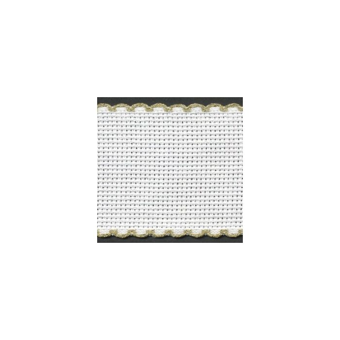 2in / 5cm White / Gold Edged Aida Band - 1m