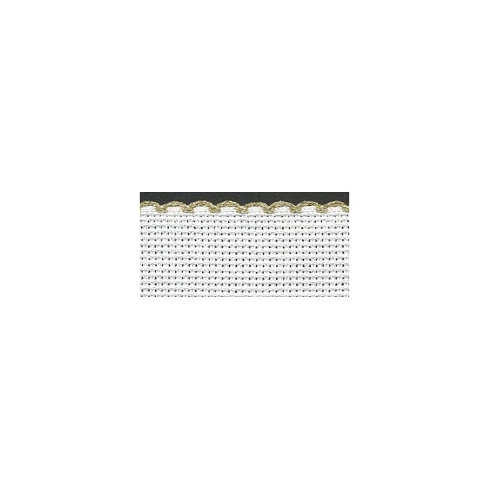 1in / 2.5cm White / Gold Edged Aida Band - 1m