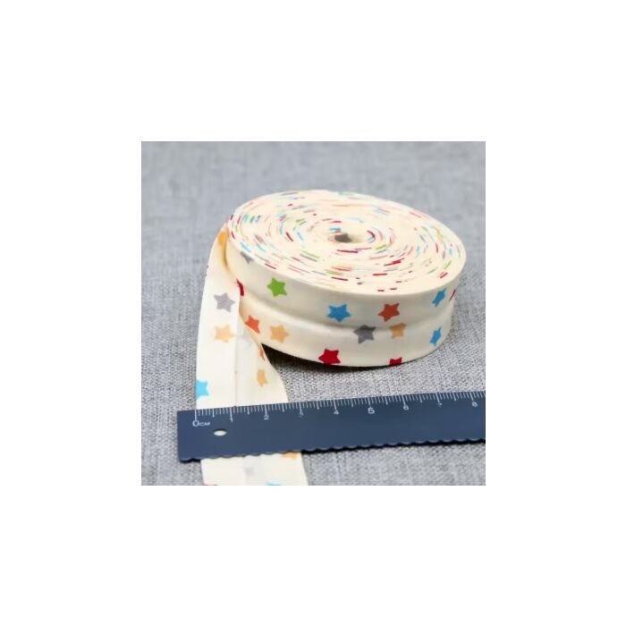Printed Bias Binding Tape Edge - Stars 25mm x 5m roll