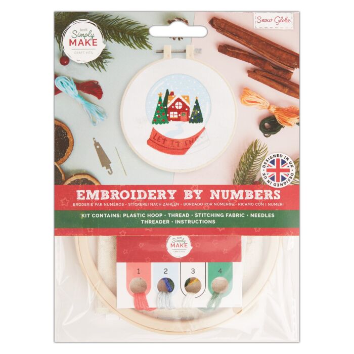 Simply Make Small Embroidery by Numbers Kit - Snow Globe