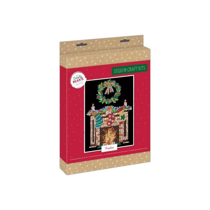 Simply Make Sequin Craft Kit - Christmas Fireplace