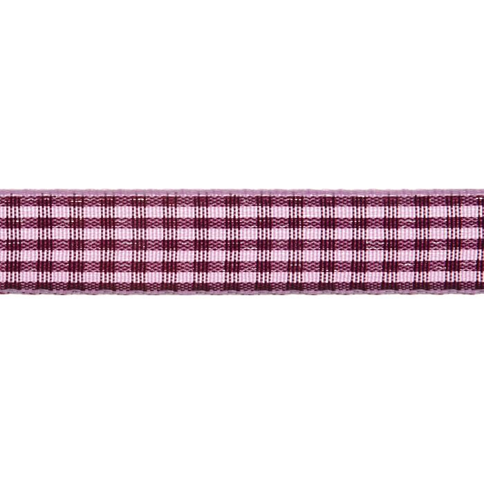 Gingham Ribbon 9mm Lavender with Plum - 5m Reel