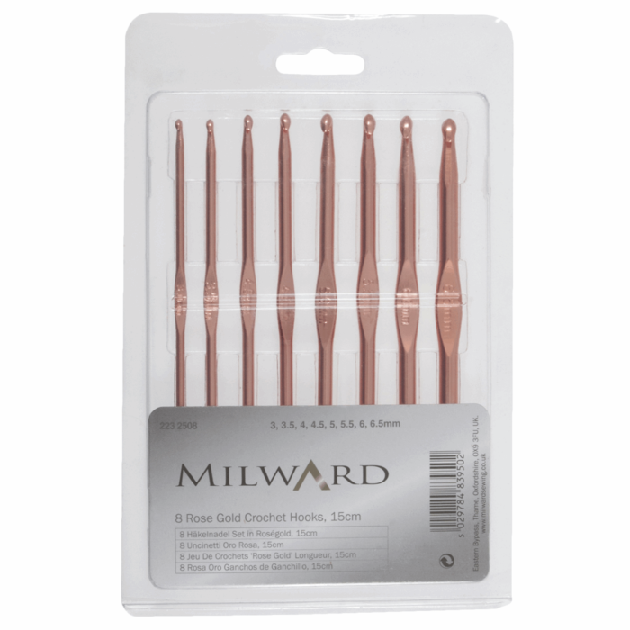 Crochet Hook Set - 8 x Rose Gold Crochet Hooks