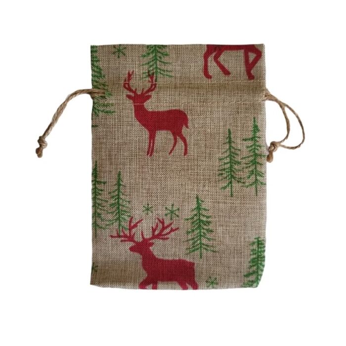 Christmas Stags Hessian Bags 3 pack
