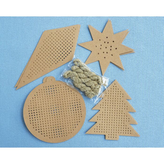 Stitchable Pre-punched Christmas Decorations Kraft