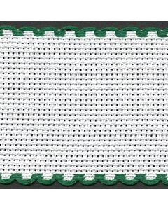 2in / 5cm White / Green Edged Aida Band - 1m