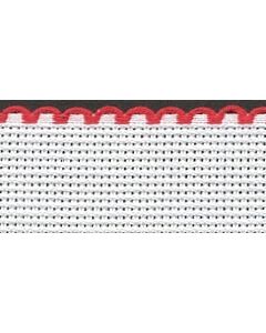 4in / 10cm White / Red Edged Aida Band - 1m