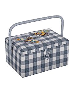 Sewing Boxes - Grey Gingham Bees