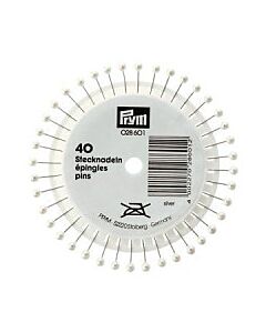 Prym Pearl Headed Pins - Silver 40mm L, 40 per Pack