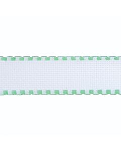 Stitch Garden 16 count 3in / 8cm White / Light Blue Edged Aida Band - metre
