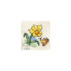 Mouseloft Funsize Cross Stitch Kit - Daffodil and Hedgehog 00M-107mms
