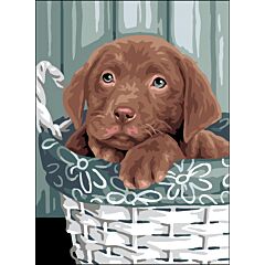 Canvas: Royal Paris: Puppy in Basket