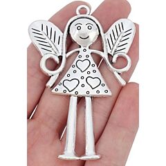 Large Fairy Girl Silver Tone Charm