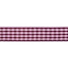 Gingham Ribbon 9mm Lavender with Plum - 5m Reel