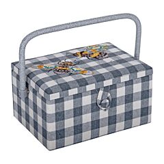 Sewing Boxes - Grey Gingham Bees