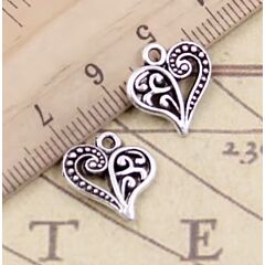 Silver Toned Filigree Heart Charm