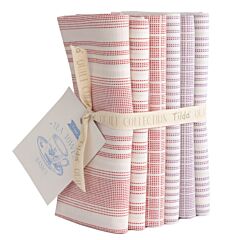 Tilda Fat Quarters: Woven Tea Towel: Red/Plum