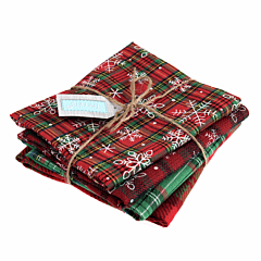 Fat Quarter Bundle Printed Christmas Tartan Greens