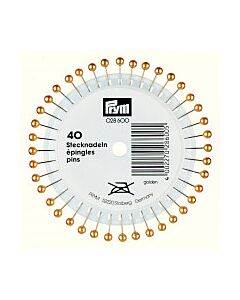 Prym Pearl Headed Pins - Gold 40mm L, 40 per Pack
