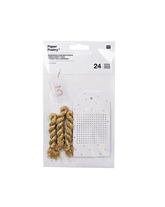 24 Rico Stitchable Advent Calendar Gift Tags - White & Gold