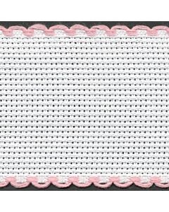 2in / 5cm White / Pink Edged Aida Band - 1m