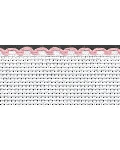 1.5in / 3cm White / Pink Edged Aida Band - 1m