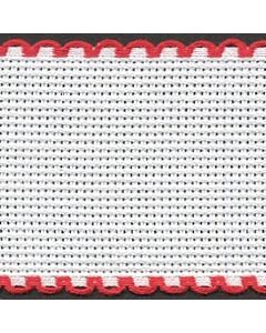 2in / 5cm White / Red Edged Aida Band - 1m